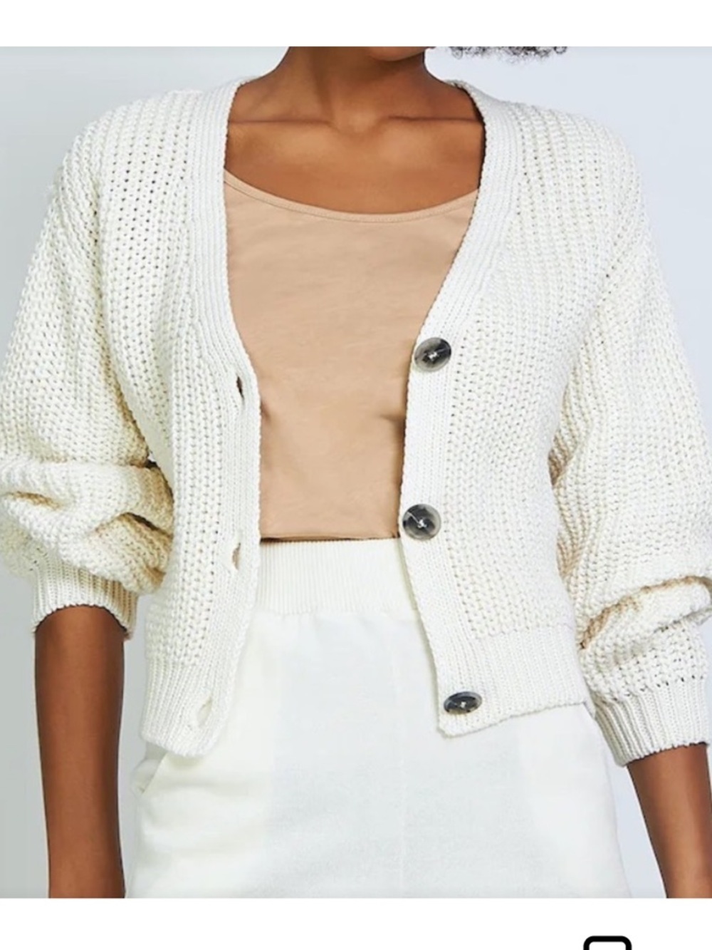 H&M cream Chunky Rib Knit Cardigan M